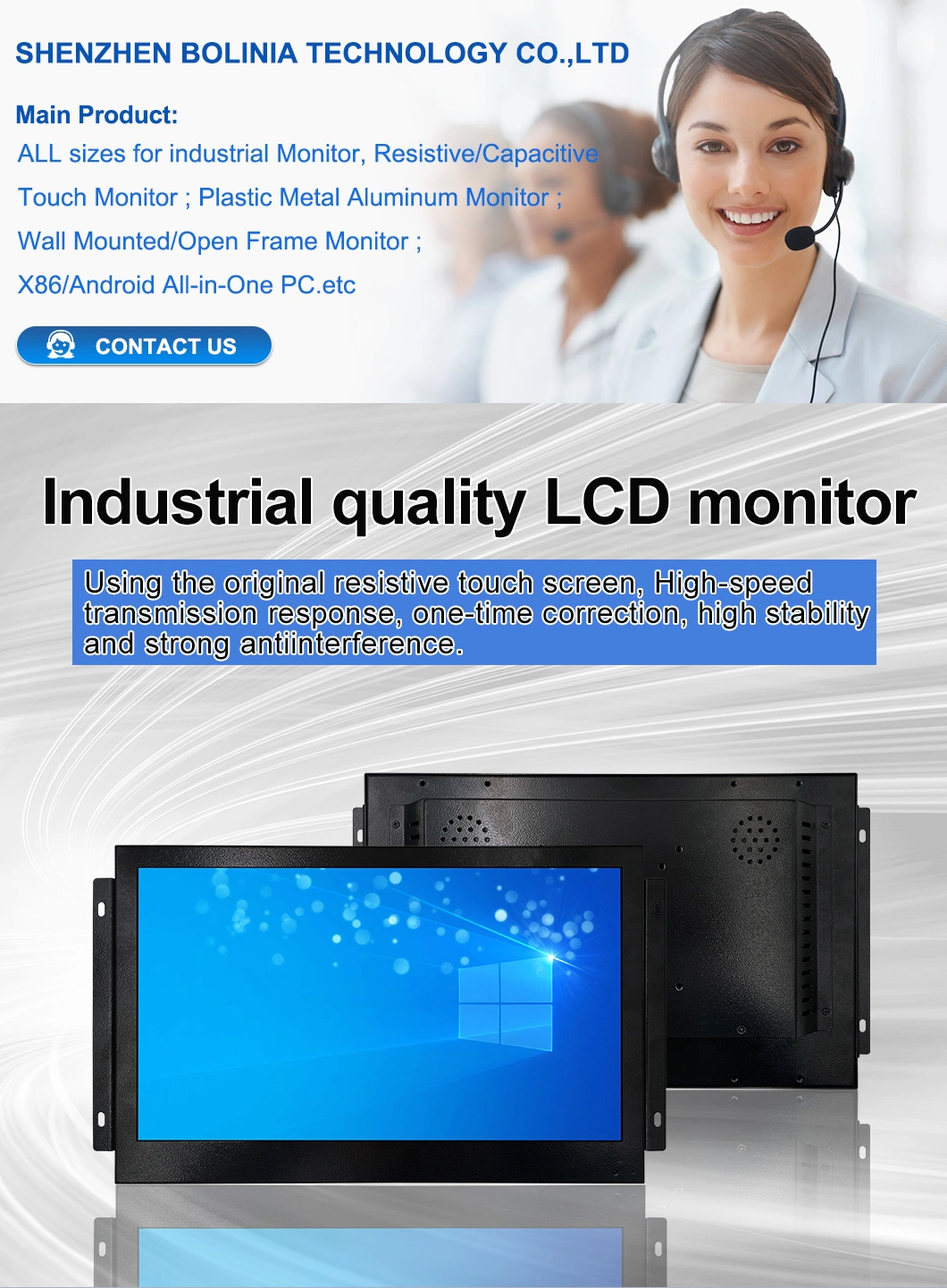 Wholesale 15.6" 15" 16" Rack Mounting Industrial Panel PC with Open Frame Embedded IPS HD 2K Screen Metal Frame